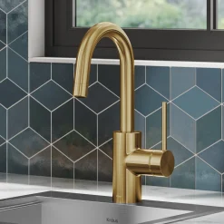 Clearance Oletto Single Handle Kitchen Bar Faucet in Brushed Brass Single Hole|Bar Faucets