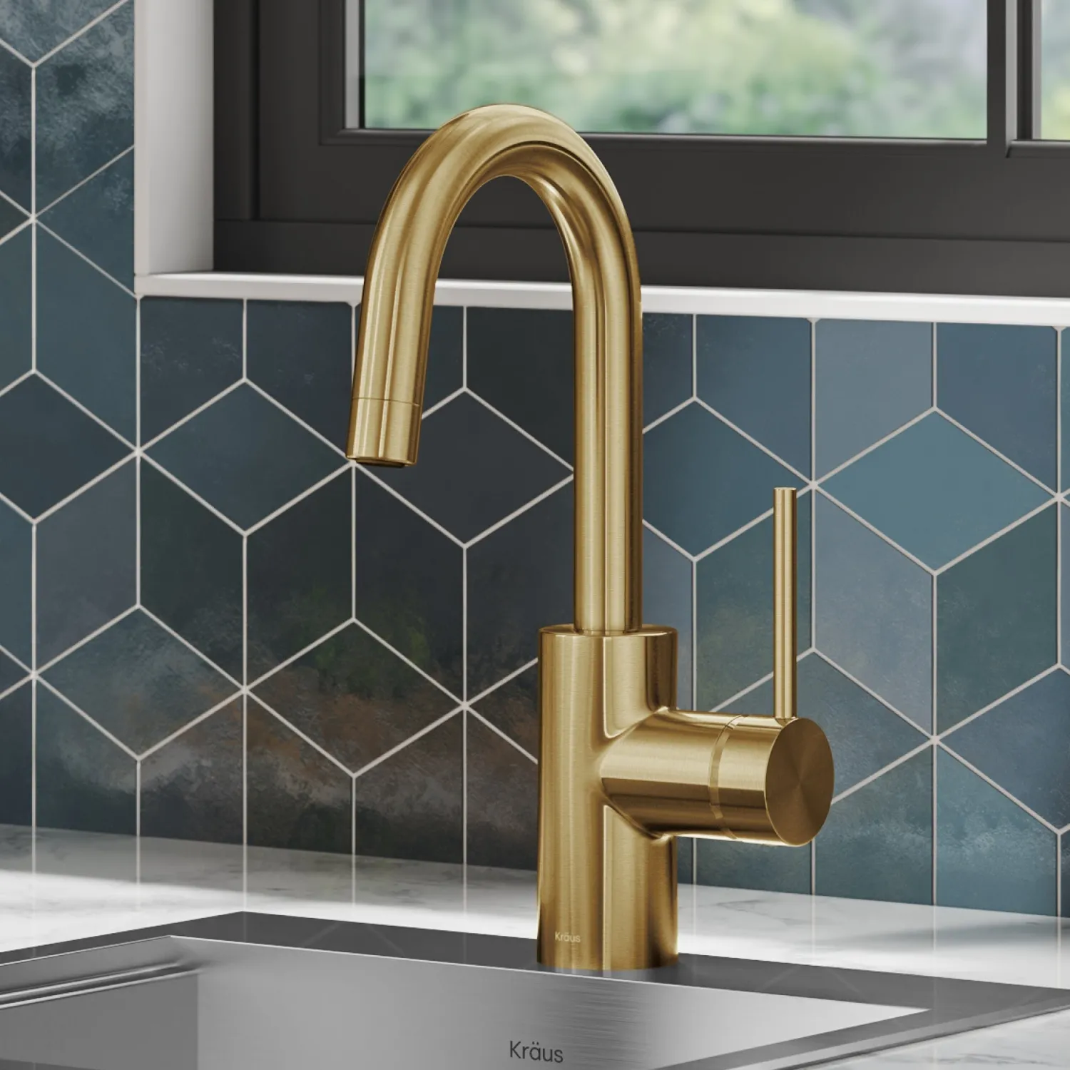 Clearance Oletto Single Handle Kitchen Bar Faucet in Brushed Brass Single Hole|Bar Faucets