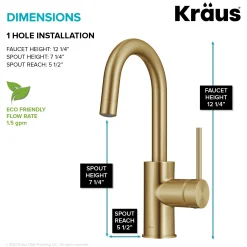 Clearance Oletto Single Handle Kitchen Bar Faucet in Brushed Brass Single Hole|Bar Faucets