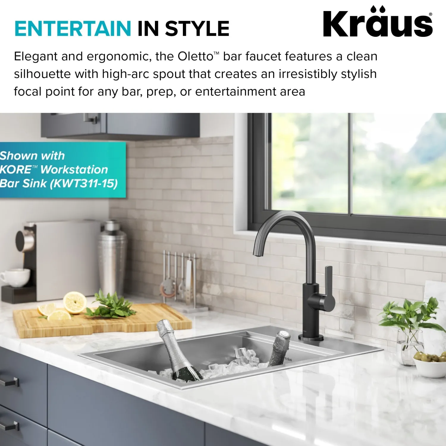 Outlet Oletto Single Handle Matte Black & Black Stainless Steel Kitchen Bar Faucet Single Hole|Bar Faucets