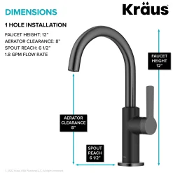 Outlet Oletto Single Handle Matte Black & Black Stainless Steel Kitchen Bar Faucet Single Hole|Bar Faucets