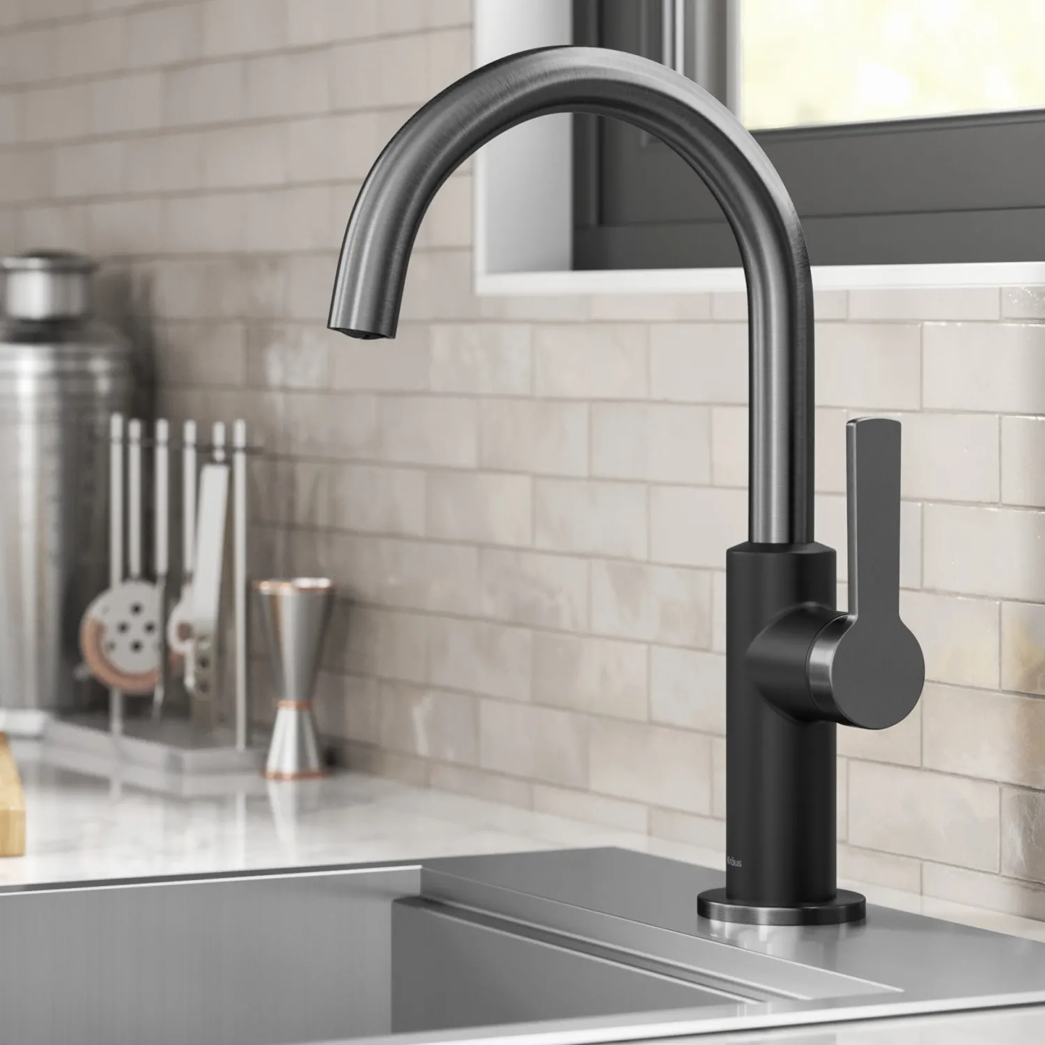 Outlet Oletto Single Handle Matte Black & Black Stainless Steel Kitchen Bar Faucet Single Hole|Bar Faucets