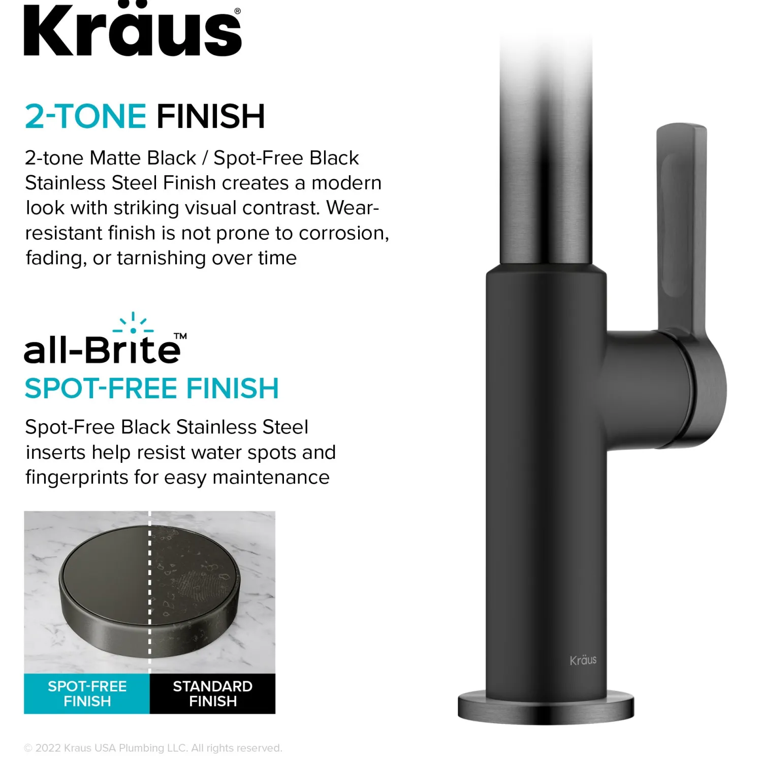 Best Oletto Single Handle Matte Black & Black Stainless Steel Pull-Down Kitchen Faucet Single Hole
