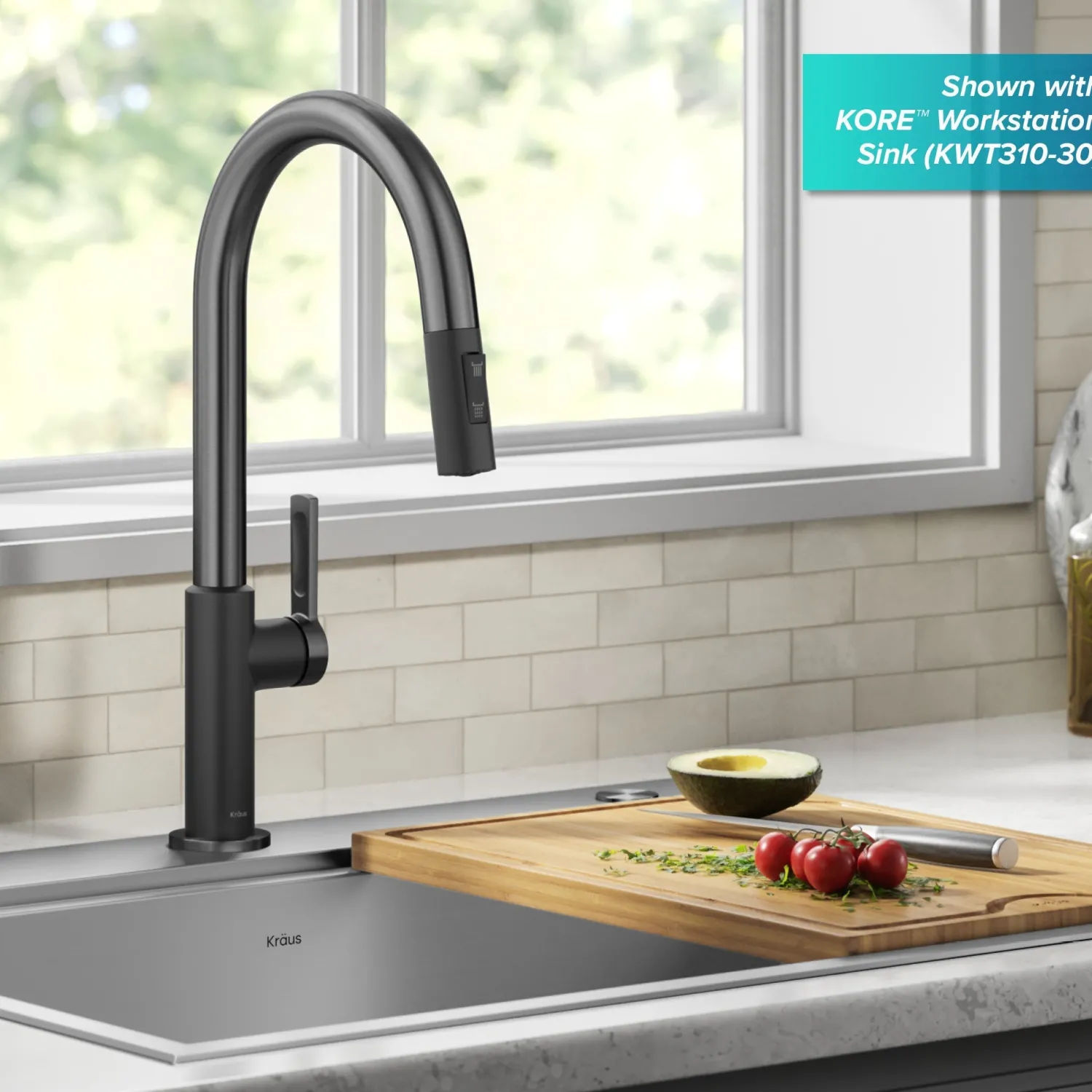 Best Oletto Single Handle Matte Black & Black Stainless Steel Pull-Down Kitchen Faucet Single Hole