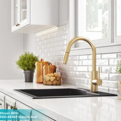 Discount Oletto Single Handle Pull Down Kitchen Faucet in Brushed Brass Single Hole