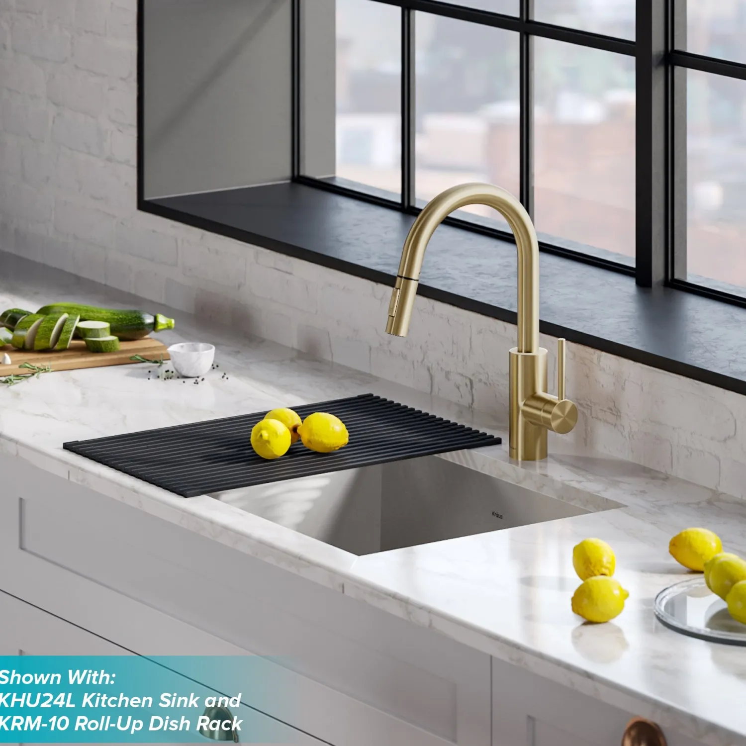 Discount Oletto Single Handle Pull Down Kitchen Faucet in Brushed Brass Single Hole