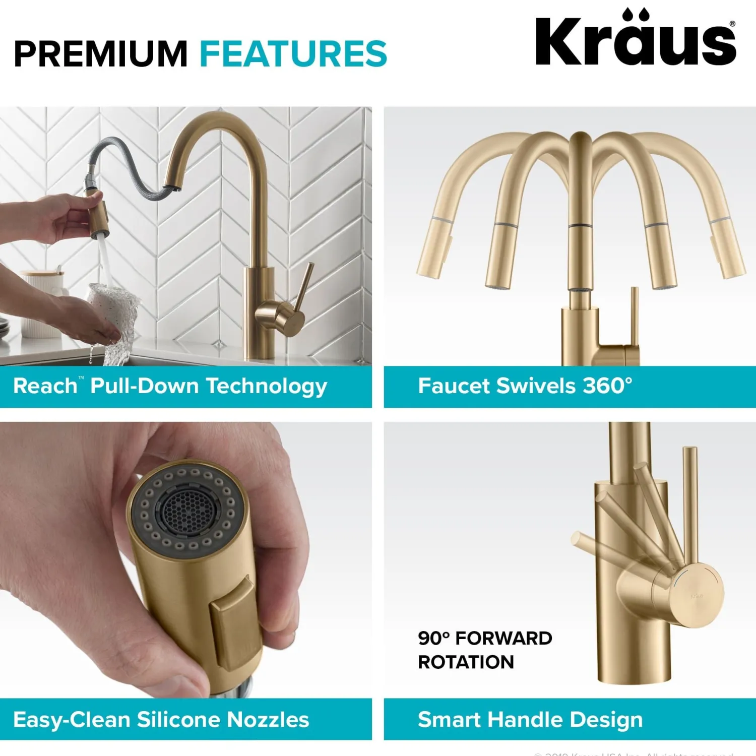 Discount Oletto Single Handle Pull Down Kitchen Faucet in Brushed Brass Single Hole