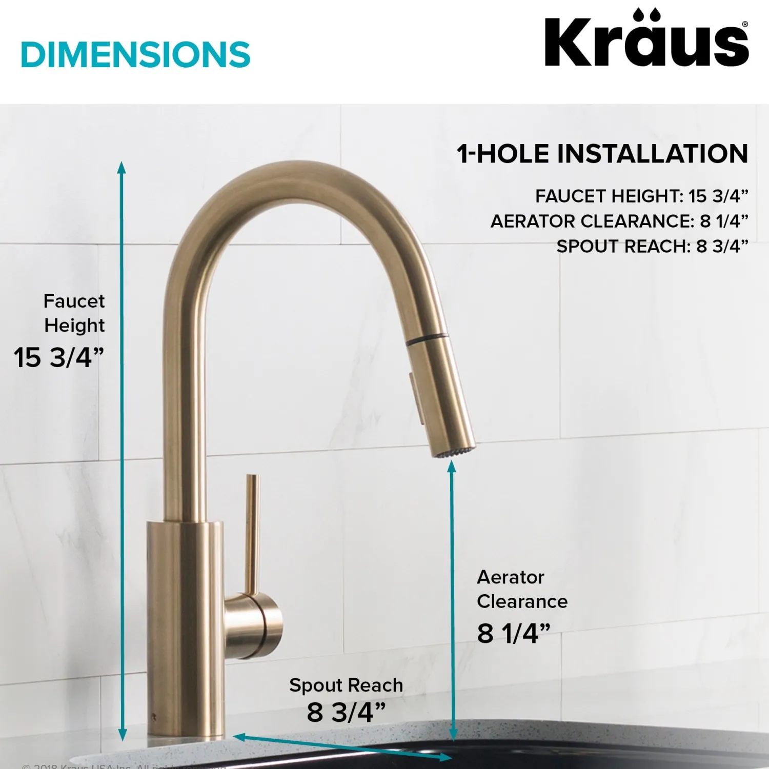 Discount Oletto Single Handle Pull Down Kitchen Faucet in Brushed Brass Single Hole