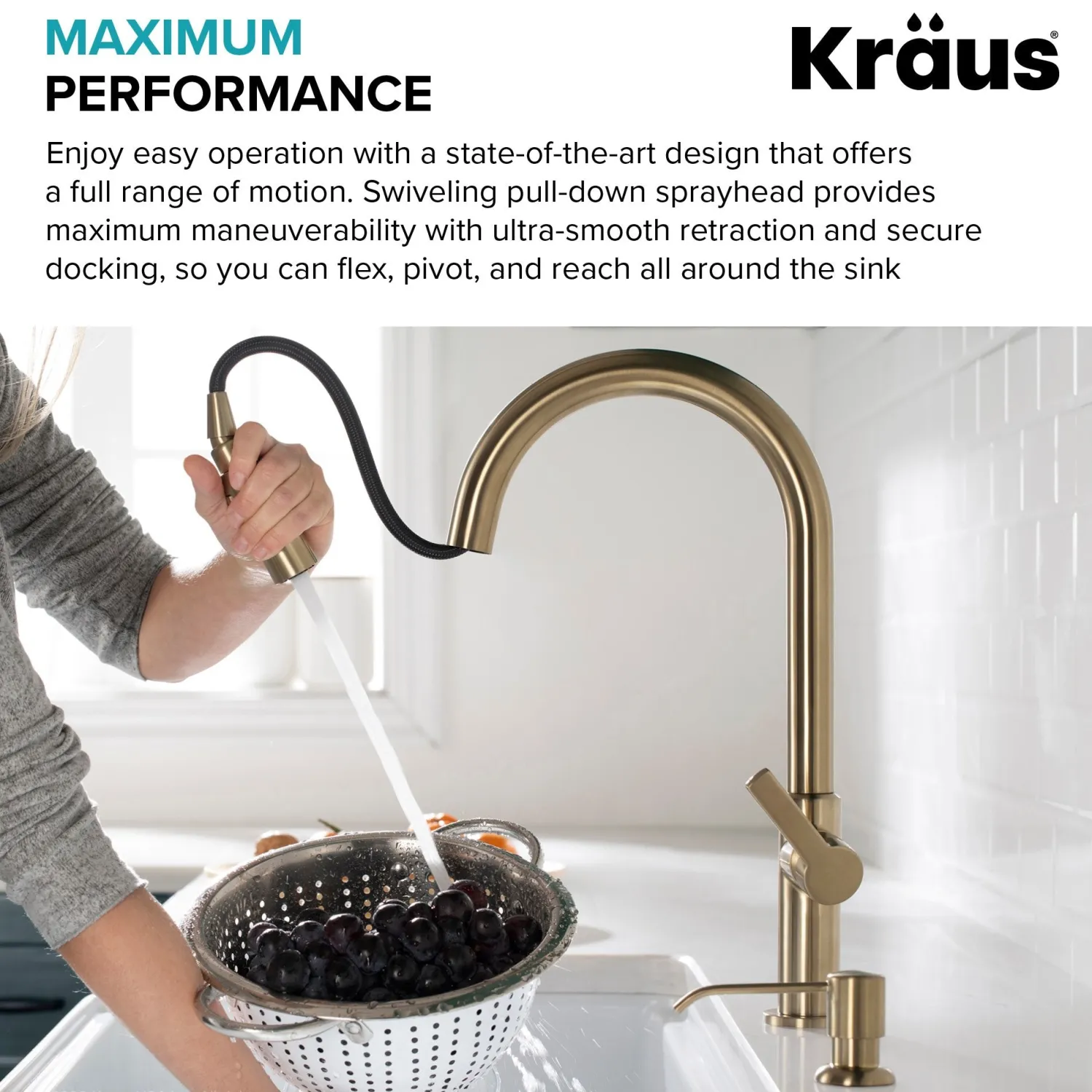 Best Oletto Single Handle Pull-Down Kitchen Faucet in Spot Free Stainless Steel Single Hole