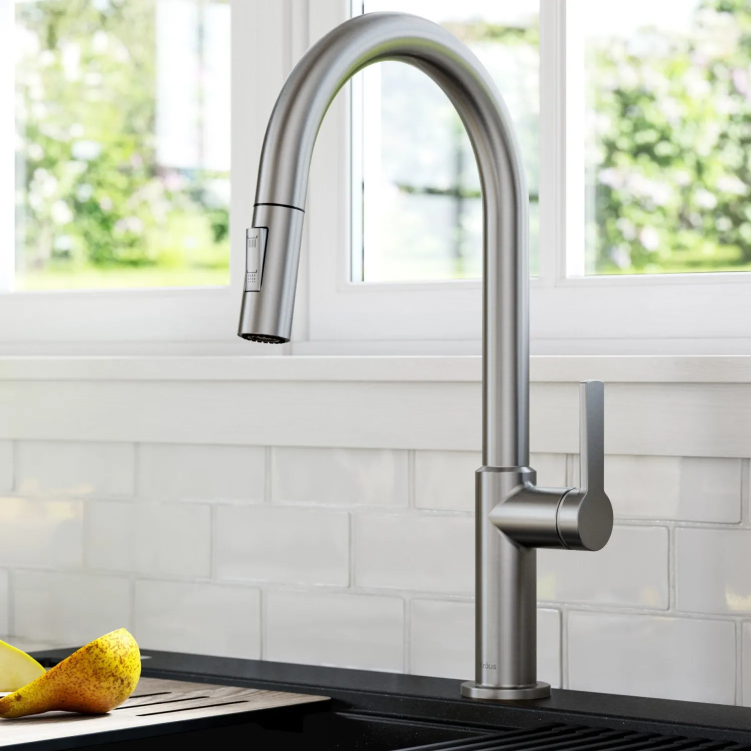 Best Oletto Single Handle Pull-Down Kitchen Faucet in Spot Free Stainless Steel Single Hole