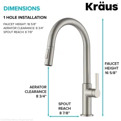 Best Oletto Single Handle Pull-Down Kitchen Faucet in Spot Free Stainless Steel Single Hole