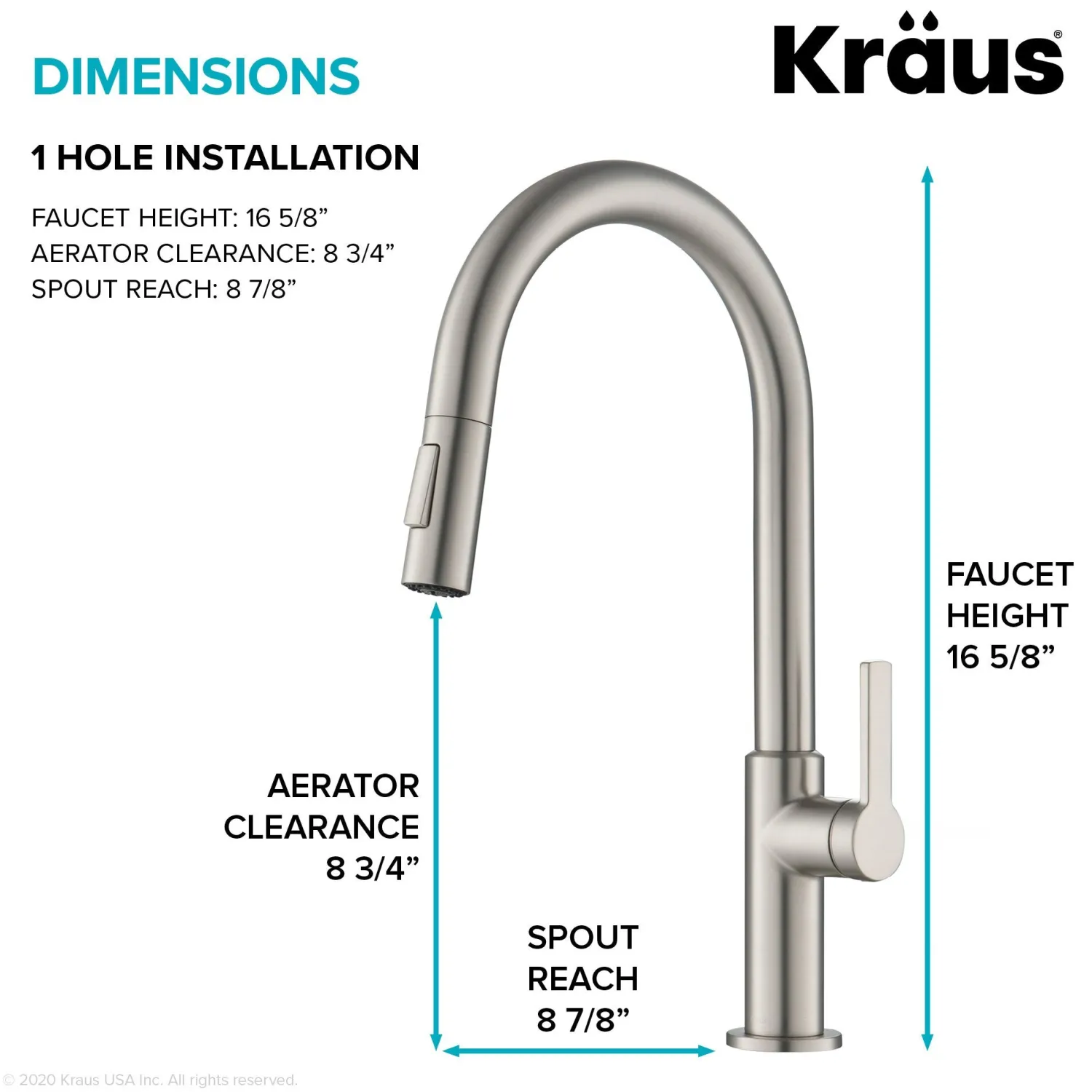 Best Oletto Single Handle Pull-Down Kitchen Faucet in Spot Free Stainless Steel Single Hole