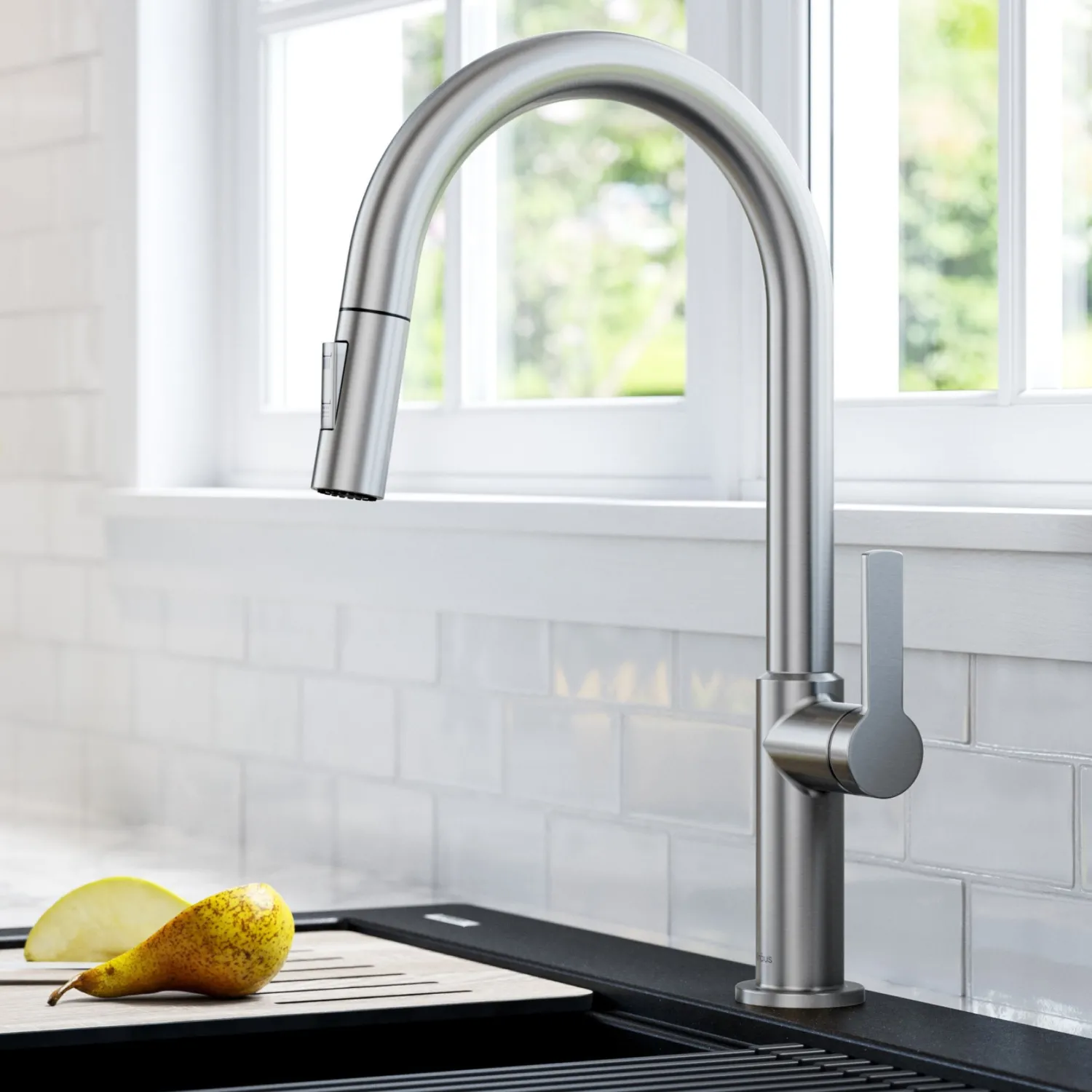 Best Oletto Single Handle Pull-Down Kitchen Faucet in Spot Free Stainless Steel Single Hole