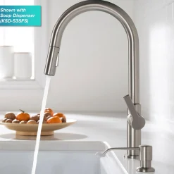 Best Oletto Single Handle Pull-Down Kitchen Faucet in Spot Free Stainless Steel Single Hole
