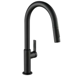 Best Oletto Single Handle Pull-Down Kitchen Faucet in Matte Black Single Hole