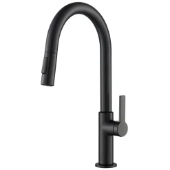 Best Oletto Single Handle Pull-Down Kitchen Faucet in Matte Black Single Hole