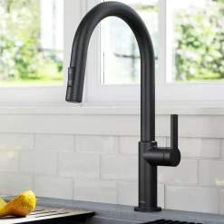 Best Oletto Single Handle Pull-Down Kitchen Faucet in Matte Black Single Hole