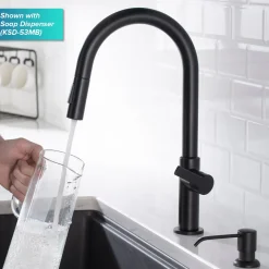 Best Oletto Single Handle Pull-Down Kitchen Faucet in Matte Black Single Hole