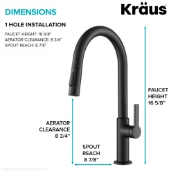 Best Oletto Single Handle Pull-Down Kitchen Faucet in Matte Black Single Hole