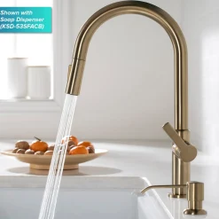 Online Oletto Single Handle Pull-Down Kitchen Faucet in Spot Free Antique Champagne Bronze Single Hole