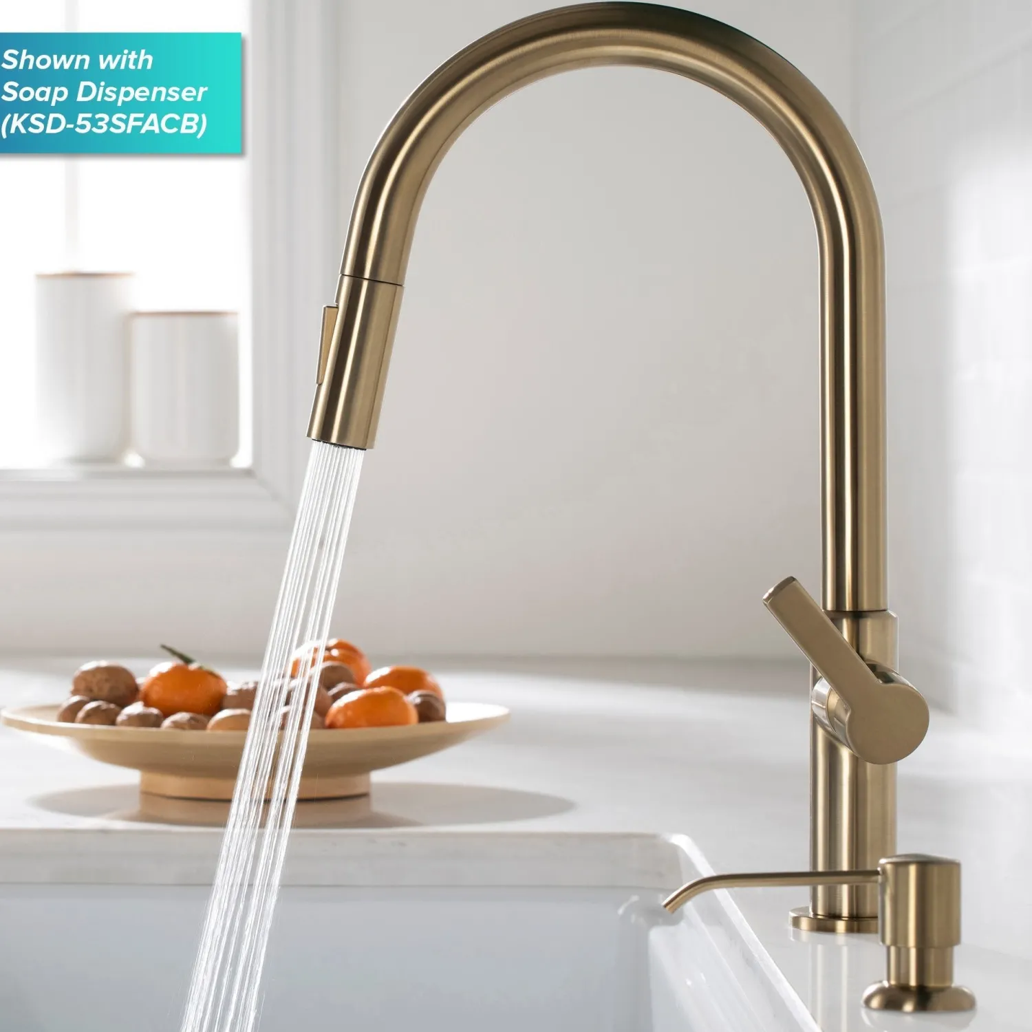 Online Oletto Single Handle Pull-Down Kitchen Faucet in Spot Free Antique Champagne Bronze Single Hole