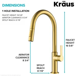 Sale Oletto Single Handle Pull-Down Kitchen Faucet in Brushed Brass Single Hole