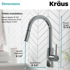 Online Oletto Single Lever Pull Down Kitchen Faucet in Chrome Single Hole
