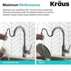 Online Oletto Single Lever Pull Down Kitchen Faucet in Chrome Single Hole