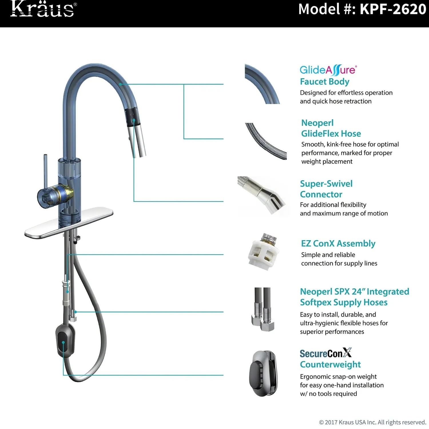 Online Oletto Single Lever Pull Down Kitchen Faucet in Chrome Single Hole