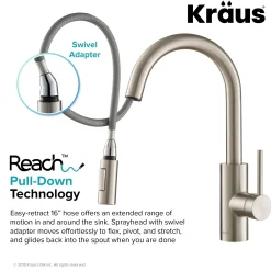 New Oletto Single Lever Pull Down Kitchen Faucet in Spot Free all-Brite Stainless Steel Single Hole
