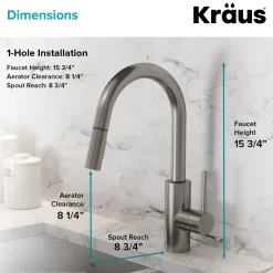 New Oletto Single Lever Pull Down Kitchen Faucet in Spot Free all-Brite Stainless Steel Single Hole
