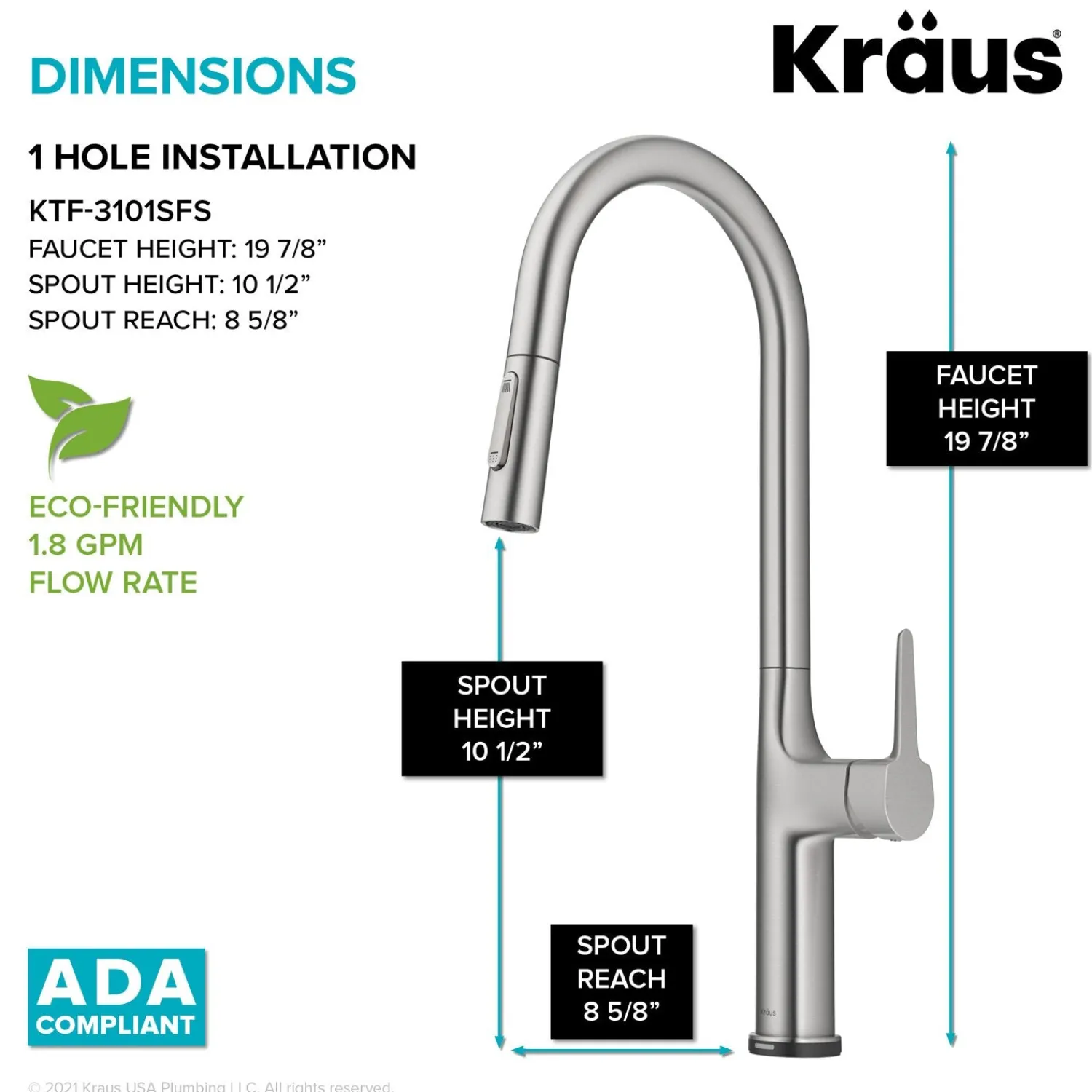 Online Oletto Tall Modern Single-Handle Touch Activated with Pull Down Sprayer in Spot Free Stainless Steel Touchless, Sensor And Tap Activated Kitchen Faucets
