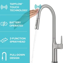 Online Oletto Tall Modern Single-Handle Touch Activated with Pull Down Sprayer in Spot Free Stainless Steel Touchless, Sensor And Tap Activated Kitchen Faucets