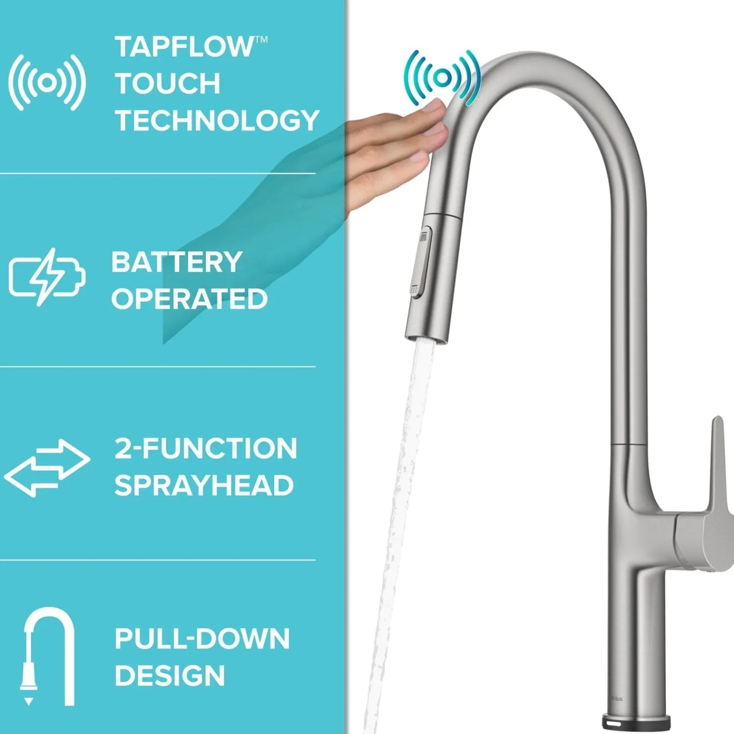 Online Oletto Tall Modern Single-Handle Touch Activated with Pull Down Sprayer in Spot Free Stainless Steel Touchless, Sensor And Tap Activated Kitchen Faucets