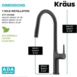 Online Oletto Tall Modern Single-Handle Touch Activated with Pull Down Sprayer in Matte Black Touchless, Sensor And Tap Activated Kitchen Faucets