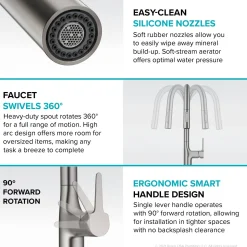 Online Oletto Tall Modern Single-Handle Touch Activated with Pull Down Sprayer in Matte Black Touchless, Sensor And Tap Activated Kitchen Faucets