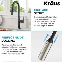 Online Oletto Tall Modern Single-Handle Touch Activated with Pull Down Sprayer in Matte Black Touchless, Sensor And Tap Activated Kitchen Faucets