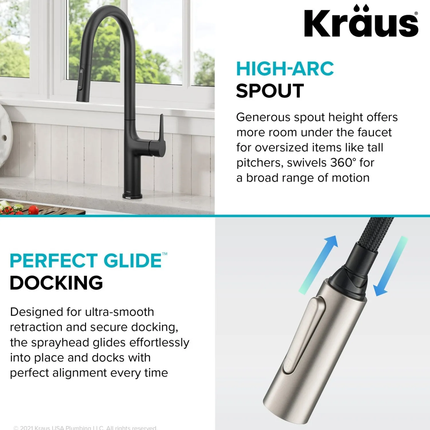 Online Oletto Tall Modern Single-Handle Touch Activated with Pull Down Sprayer in Matte Black Touchless, Sensor And Tap Activated Kitchen Faucets