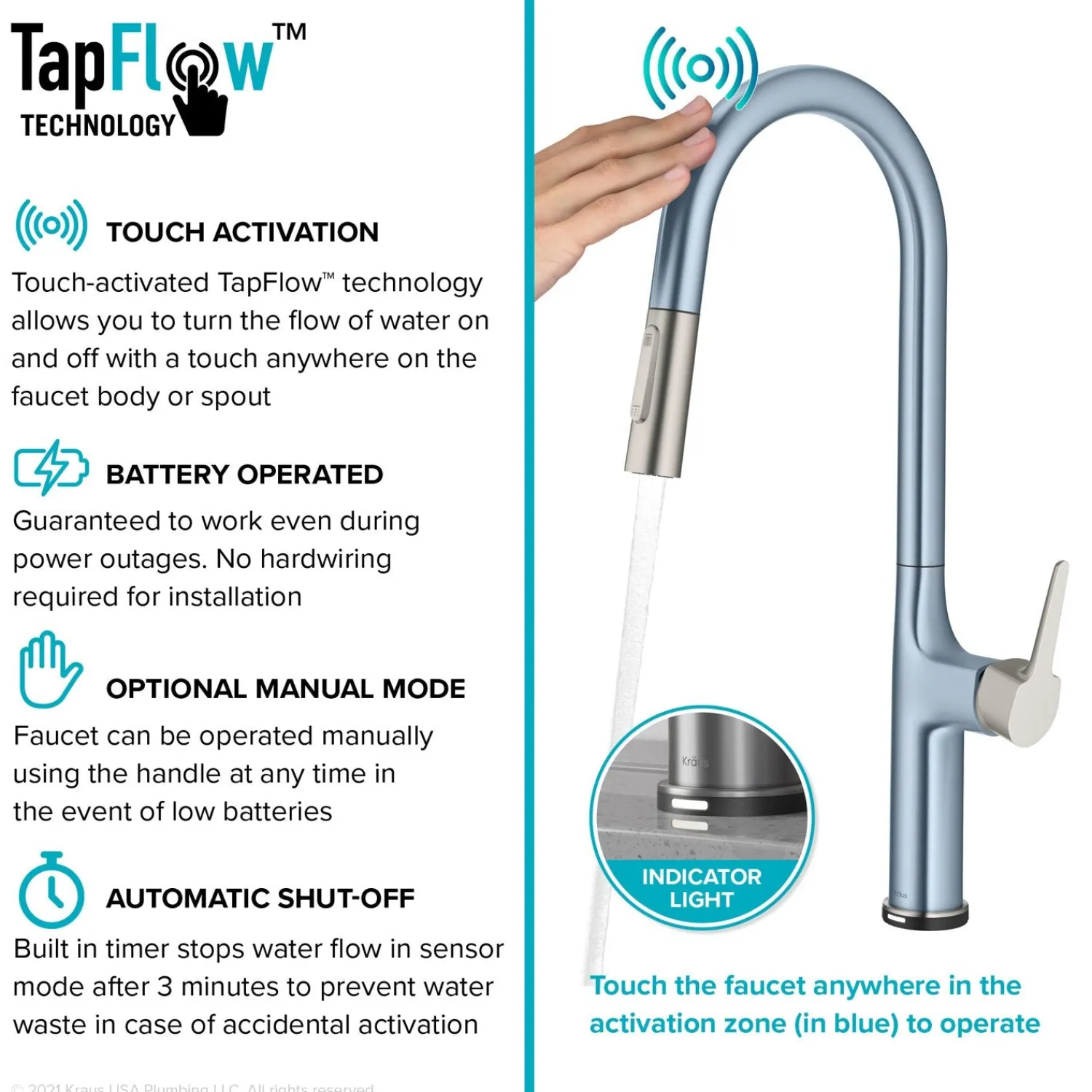 Online Oletto Tall Modern Single-Handle Touch Activated with Pull Down Sprayer in Matte Black Touchless, Sensor And Tap Activated Kitchen Faucets