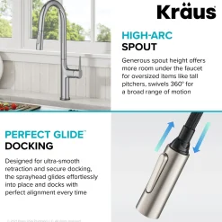 New Oletto Tall Modern Single-Handle Touch Activated with Pull Down Sprayer in Chrome Touchless, Sensor And Tap Activated Kitchen Faucets