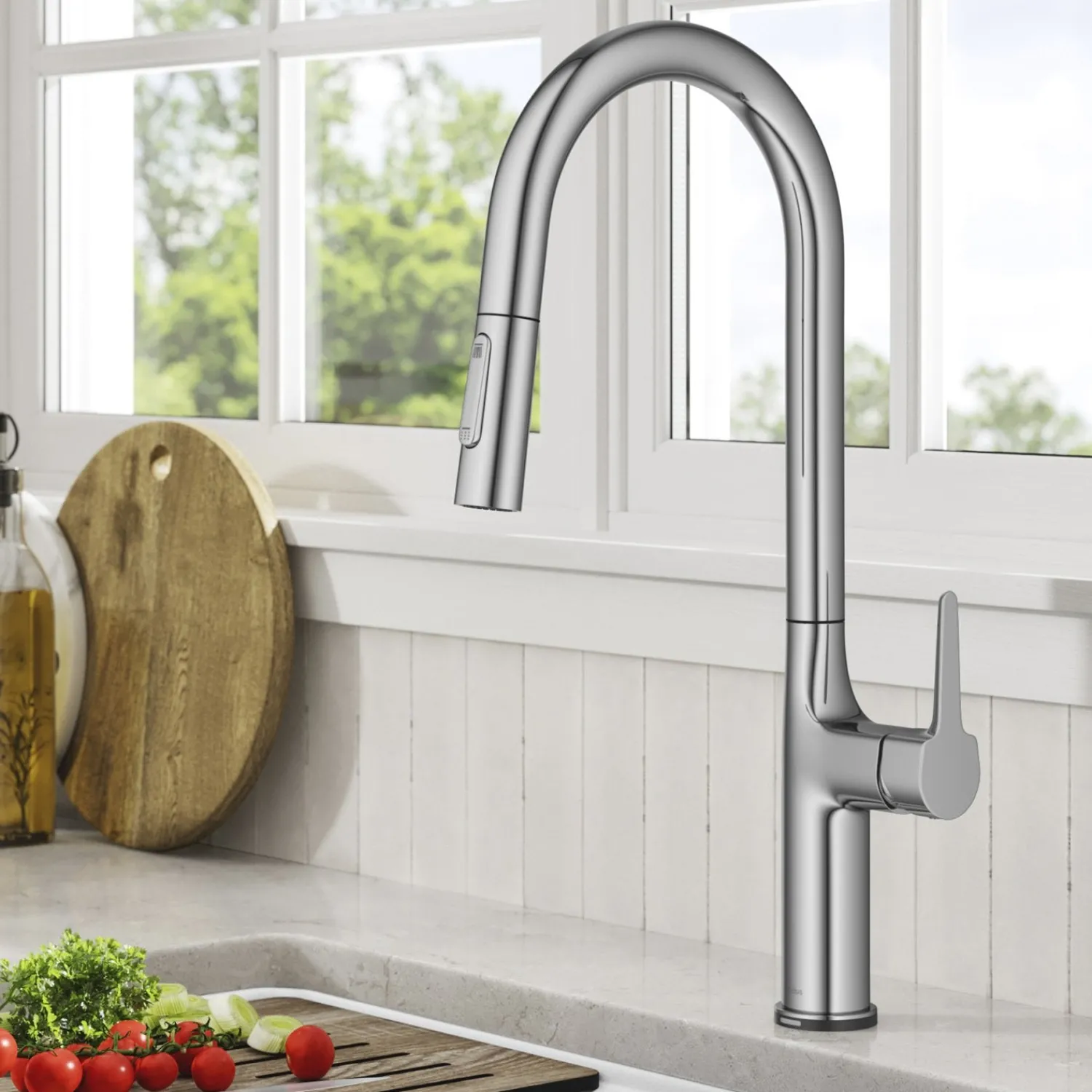 New Oletto Tall Modern Single-Handle Touch Activated with Pull Down Sprayer in Chrome Touchless, Sensor And Tap Activated Kitchen Faucets