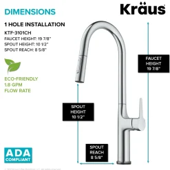 New Oletto Tall Modern Single-Handle Touch Activated with Pull Down Sprayer in Chrome Touchless, Sensor And Tap Activated Kitchen Faucets