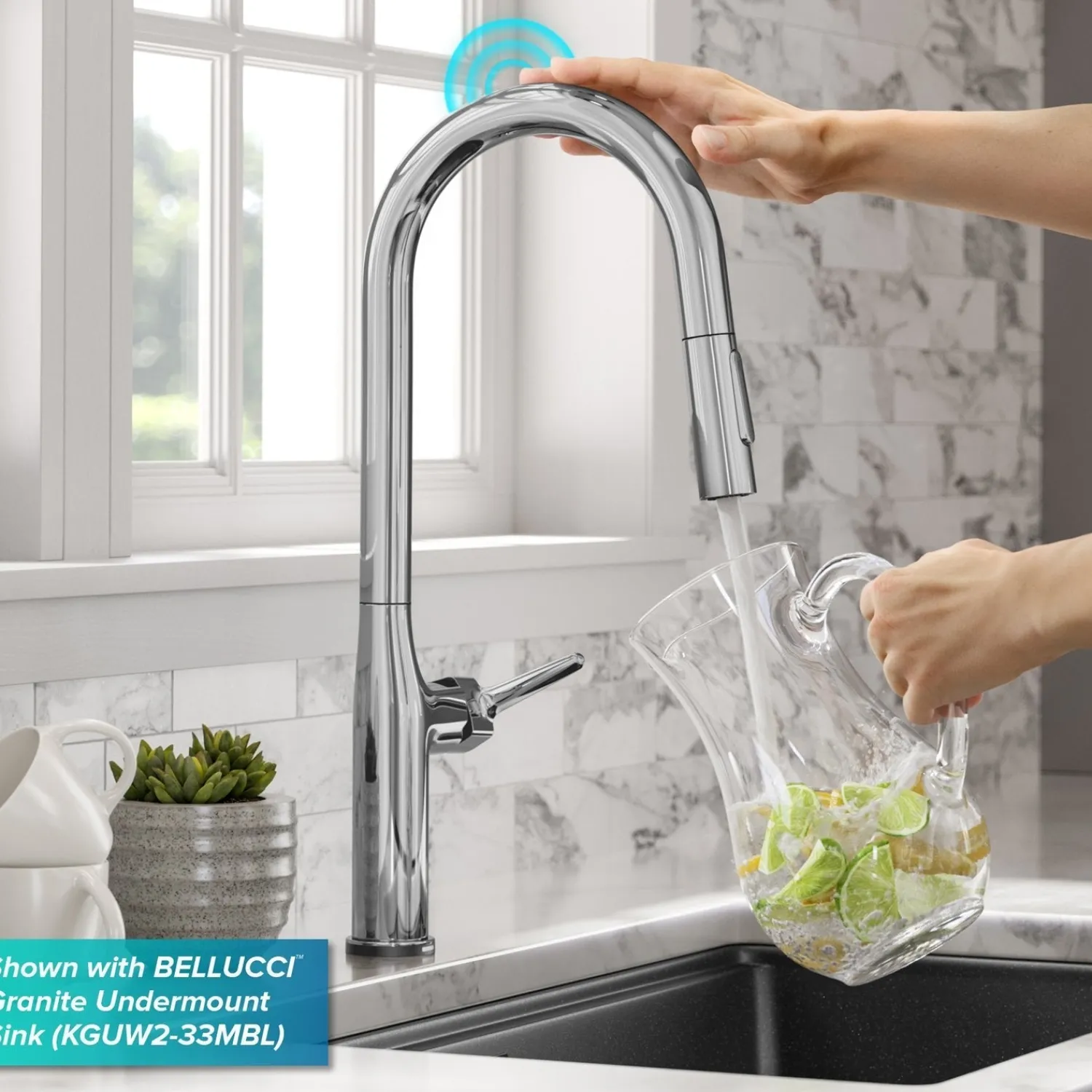 New Oletto Tall Modern Single-Handle Touch Activated with Pull Down Sprayer in Chrome Touchless, Sensor And Tap Activated Kitchen Faucets