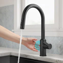 Clearance Oletto Touchless Pull-Down Kitchen Faucet in Matte Black Touchless, Sensor And Tap Activated Kitchen Faucets|Single Hole