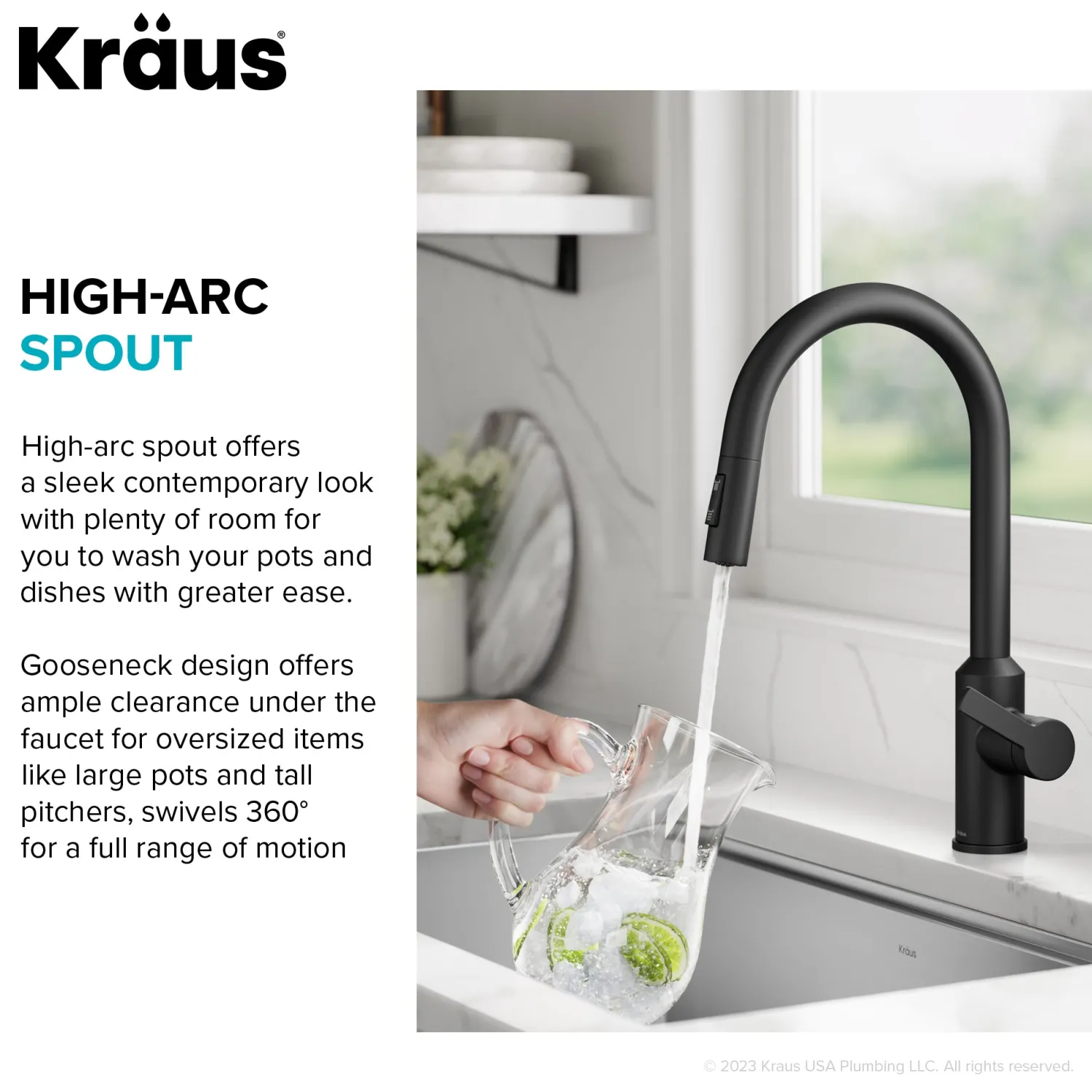 Clearance Oletto Touchless Pull-Down Kitchen Faucet in Matte Black Touchless, Sensor And Tap Activated Kitchen Faucets|Single Hole