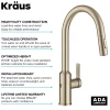 Oletto Touchless Pull-Down Kitchen Faucet in Spot-Free Antique Champagne Bronze Touchless, Sensor And Tap Activated Kitchen Faucets|Single Hole