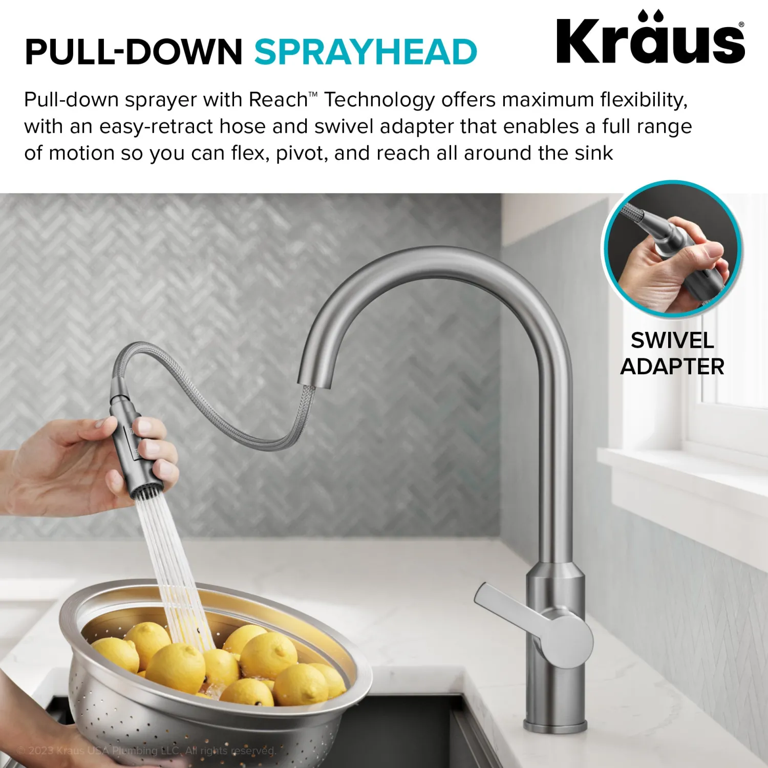 Oletto Touchless Pull-Down Kitchen Faucet in Spot-Free Antique Champagne Bronze Touchless, Sensor And Tap Activated Kitchen Faucets|Single Hole