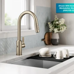 Oletto Touchless Pull-Down Kitchen Faucet in Spot-Free Antique Champagne Bronze Touchless, Sensor And Tap Activated Kitchen Faucets|Single Hole