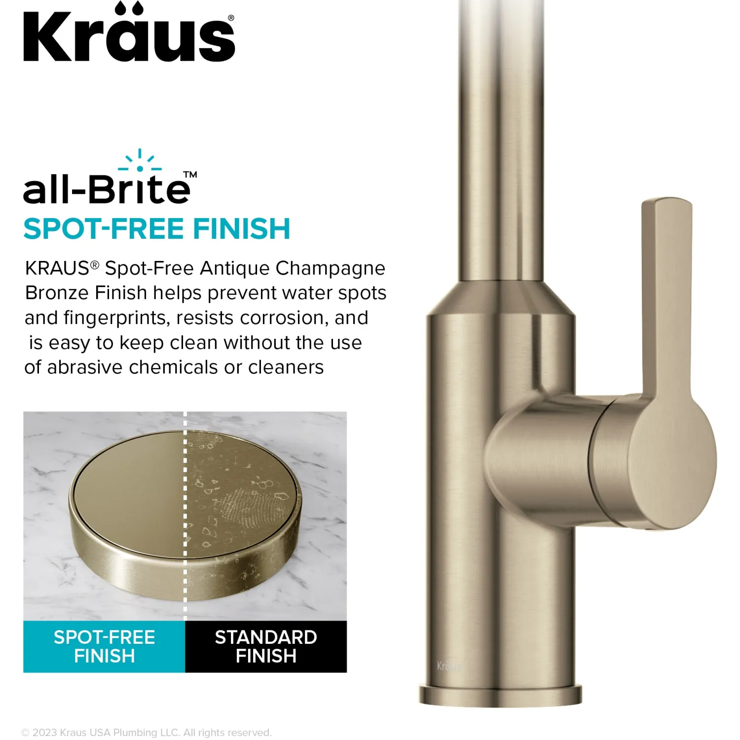 Oletto Touchless Pull-Down Kitchen Faucet in Spot-Free Antique Champagne Bronze Touchless, Sensor And Tap Activated Kitchen Faucets|Single Hole