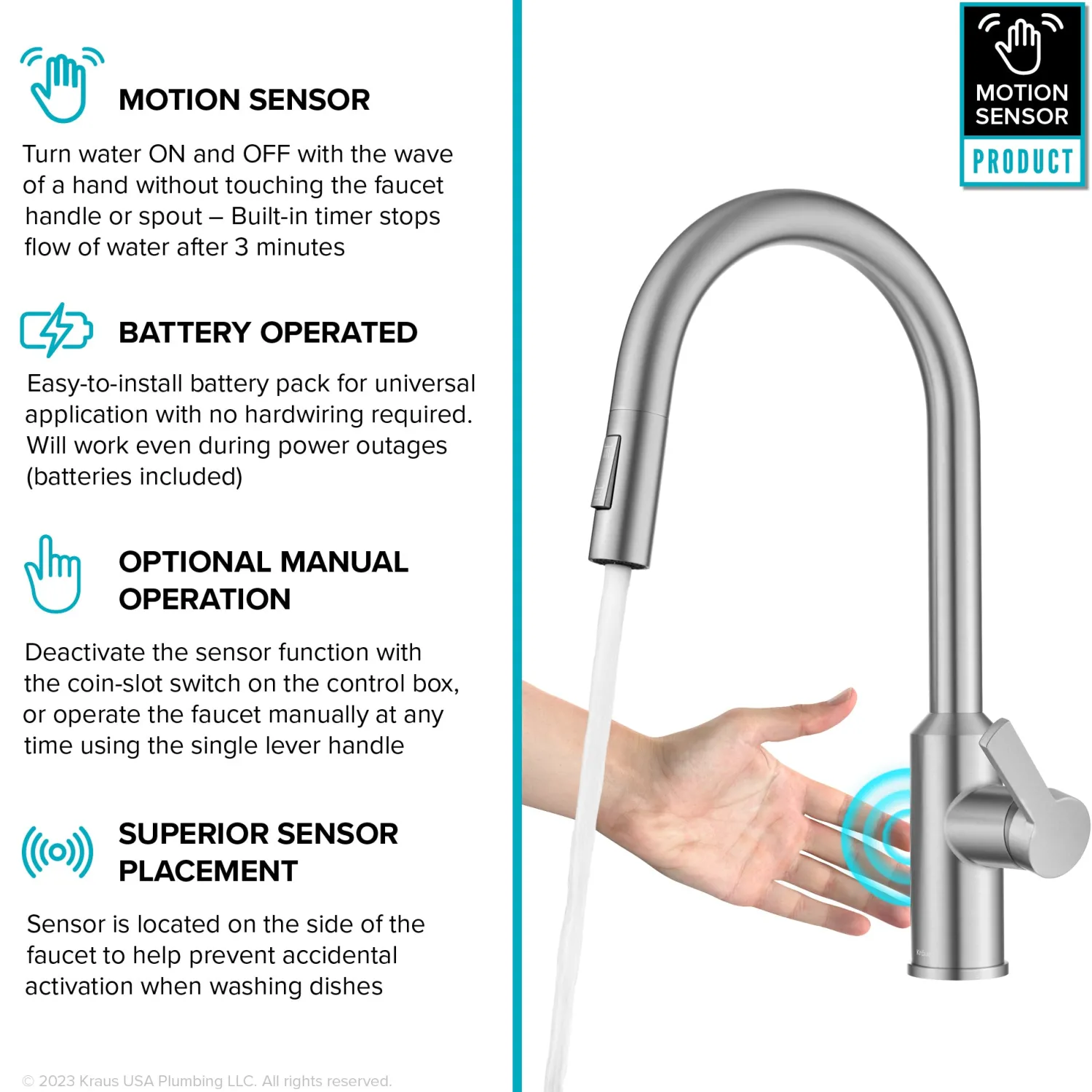 Online Oletto Touchless Pull-Down Kitchen Faucet in Spot-Free Stainless Steel Touchless, Sensor And Tap Activated Kitchen Faucets|Single Hole